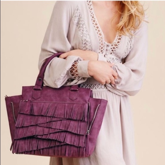 Free People Handbags - ❣️Free People Maroon Fringe Satchel Handbag ❣️